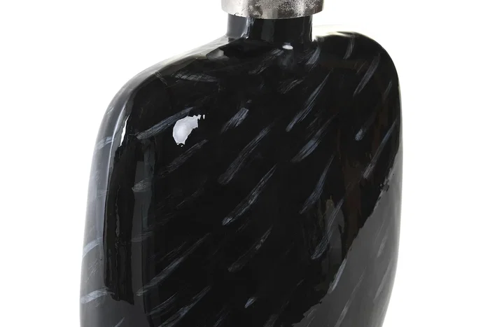 DKD Home Decor Jarrón de Cristal y Aluminio con Tapa Plateada Negro 28x14x48 cm