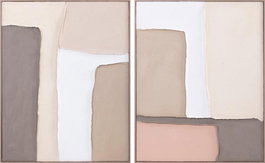 DKD Home Decor Cuadro Abstracto Multicolor Blanco Lienzo Pino 4.5 x 102 x 82 cm (2 Unidades)