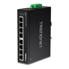 TRENDnet Switch Industrial TI-E80, 8 Puertos Fast Ethernet (10/100) No Administrado, Montaje en Carril DIN, IP30, Full Duplex, 1.6 Gbit/s, para Entornos Robustos