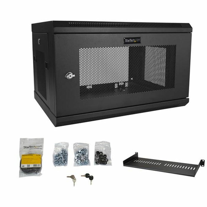 StarTech.com RK616WALM Armario Rack de Pared 6U Cerrado para Servidor y Red - Negro - Acero - Prof. 38cm - Capacidad 90kg