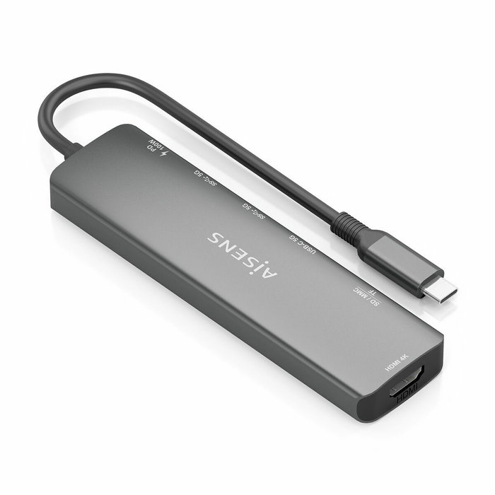 Aisens USB-C Dock 7 en 1 ASUC-7P026-GR con HDMI 4K y PD 100W, Gris Aisens USB-C Dock 7 en 1 ASUC-7P026-GR con HDMI 4K y PD 100W, Gris
