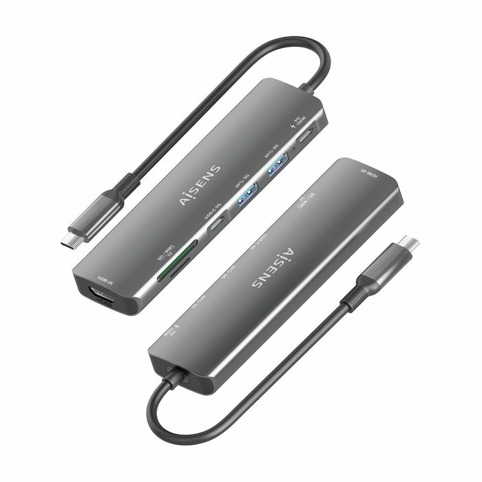 Aisens USB-C Dock 7 en 1 ASUC-7P026-GR con HDMI 4K y PD 100W, Gris Aisens USB-C Dock 7 en 1 ASUC-7P026-GR con HDMI 4K y PD 100W, Gris