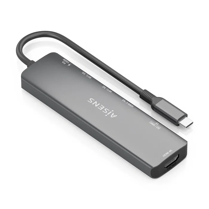 Aisens USB-C Dock 7 en 1 Gris ASUC-7P026-GR con HDMI 4K y PD 100W Aisens USB-C Dock 7 en 1 Gris ASUC-7P026-GR con HDMI 4K y PD 100W