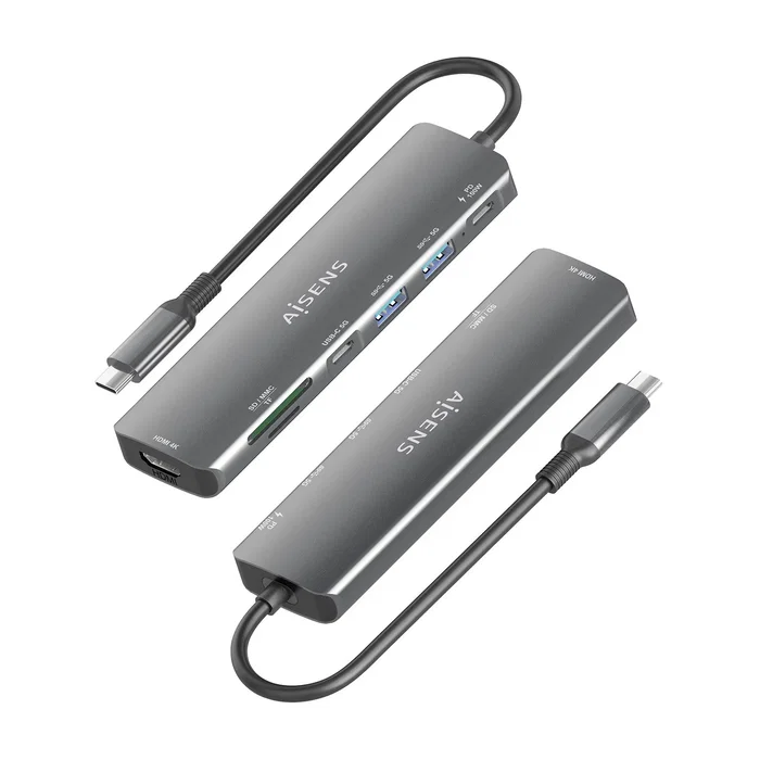 Aisens USB-C Dock 7 en 1 Gris ASUC-7P026-GR con HDMI 4K y PD 100W Aisens USB-C Dock 7 en 1 Gris ASUC-7P026-GR con HDMI 4K y PD 100W