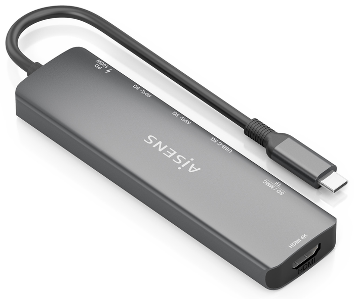 Aisens USB-C Dock 7 en 1 ASUC-7P026-GR con HDMI 4K y PD 100W, Gris Aisens USB-C Dock 7 en 1 ASUC-7P026-GR con HDMI 4K y PD 100W, Gris