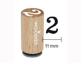 Woodies Sello mini de madera y caucho número 2 15x25mm