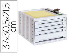 Archivo 2000 Fichero Cajones Sobremesa 305x370x215 mm Organizador 5 Cajones Gris Opaco