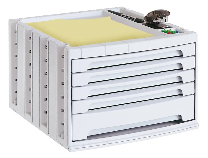Archivo 2000 Fichero Cajones Sobremesa 305x370x215 mm Organizador 5 Cajones Gris Opaco