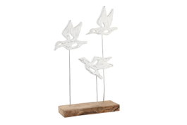 DKD Home Decor Figura de Pájaros en Mango y Hierro Blanco