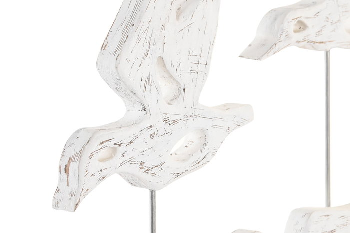 DKD Home Decor Figura de Pájaros en Mango y Hierro Blanco
