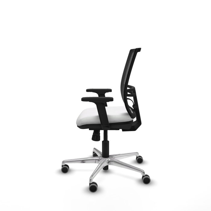 PIQUERAS Y CRESPO Silla de oficina Yunquera con mecanismo Sincro, Tela Blanca y Malla Negra