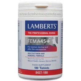 LAMBERTS Fema 45+ 180 Comprimidos para Mujeres en la Menopausia, 28 Nutrientes con Antioxidantes
