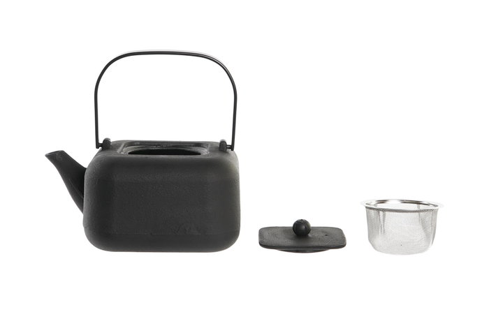 DKD Home Decor Tetera Oriental Hierro Colado Inox Negro Blanco 1.2l (2 Unidades) 13.5 x 17 x 18 cm