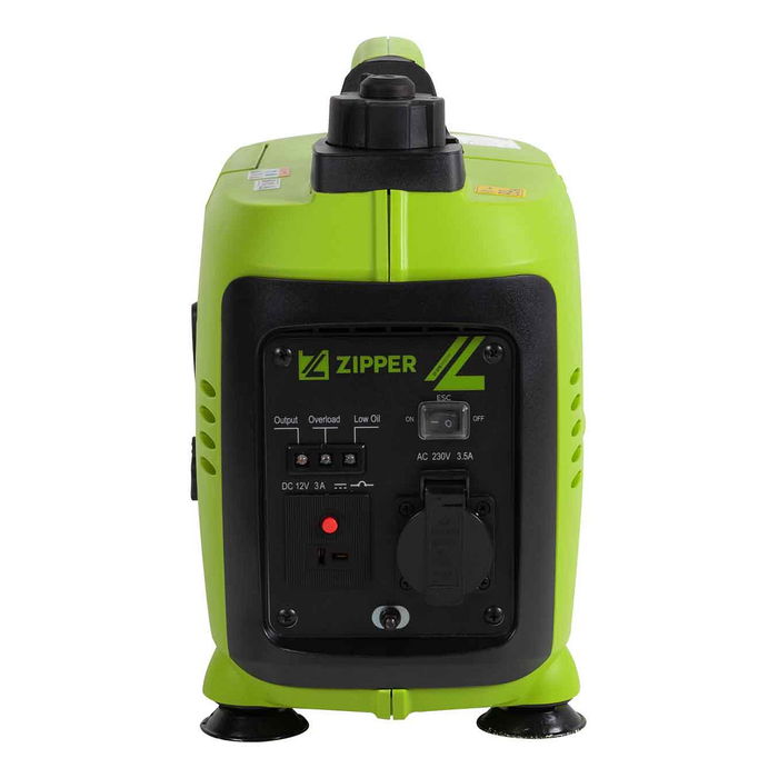 ZIPPER ZI-STE1000INV Generador Inverter Gasolina 800W/1000W, 230V, Salida AC/DC, 1.55L, 9.9kg, Portátil, Incluye Asa, Negro/Verde