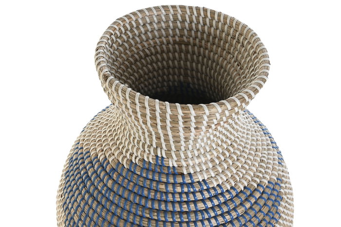 DKD Home Decor Jarrón Seagrass Natural y Azul 31x31x50 cm DKD Home Decor Jarrón Seagrass Natural y Azul 31x31x50 cm