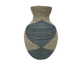 DKD Home Decor Jarrón Seagrass Natural y Azul 31x31x50 cm