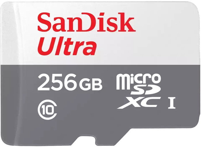 SanDisk Ultra 256 GB MicroSDXC UHS-I Clase 10 Gris, Blanco