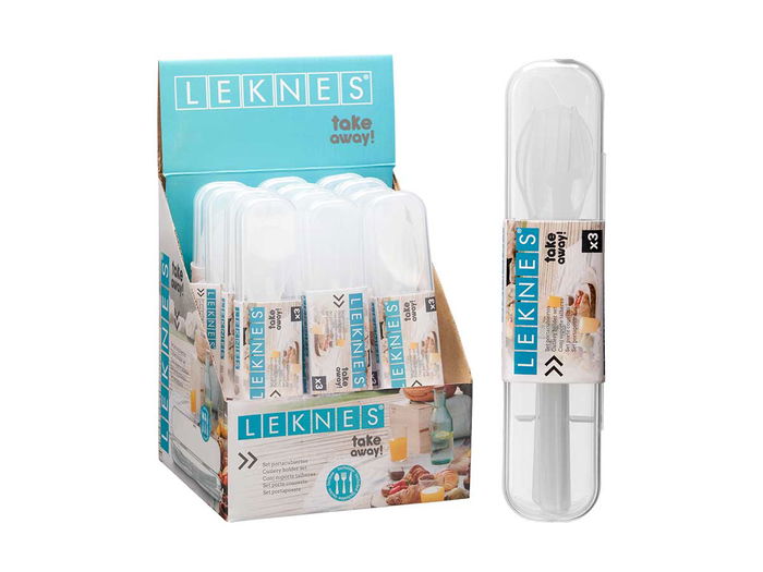 Leknes Set Portacubiertos Cubiertos 20x3x4.5cm Plástico Transparente (Set de 24)