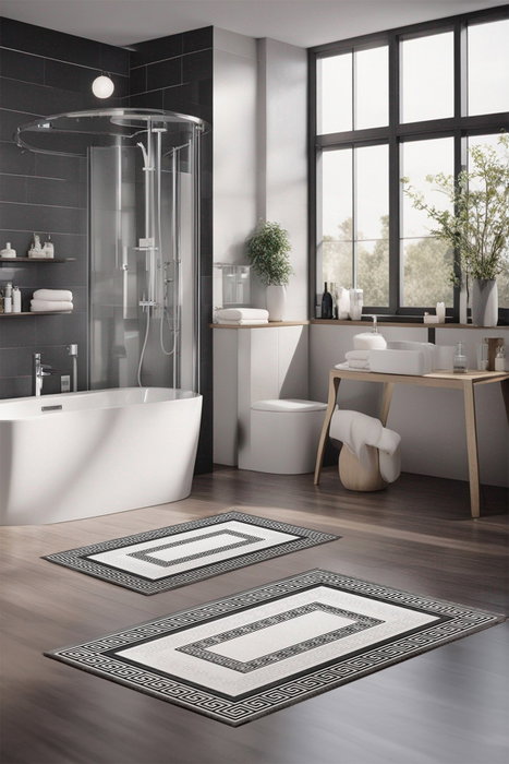 Mijölnir CT-5076 Juego de Alfombrillas de Baño de 2 Piezas, Suave Poliéster Antideslizante y Antibacteriano, Tamaños 40x60cm y 60x100cm, Ideal para Lujo y Seguridad en el Baño Mijölnir CT-5076 Juego de Alfombrillas de Baño de 2 Piezas, Suave Poliéster Antideslizante y Antibacteriano, Tamaños 40x60cm y 60x100cm, Ideal para Lujo y Seguridad en el Baño