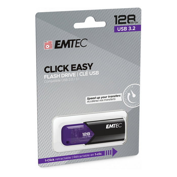 EMTEC Stick USB 3.2 Click Easy B110 128GB Violeta