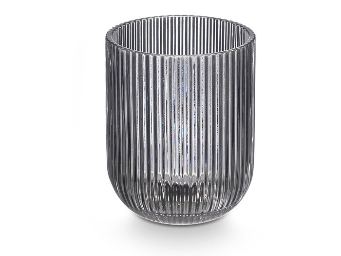 Vivalto Vaso de Vidrio Gris con Rayas 270 ml 7.5x9.2 cm (Set de 24)