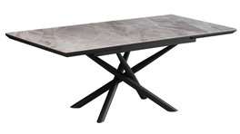 DKD Home Decor Mesa de Comedor de Metal y Cerámica Gris y Negro