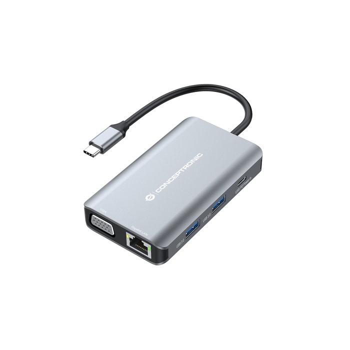 Conceptronic DONN21G Estación de acoplamiento 7 en 1 USB-C HDMI VGA USB 3.0 LAN Gris Conceptronic DONN21G Estación de acoplamiento 7 en 1 USB-C HDMI VGA USB 3.0 LAN Gris