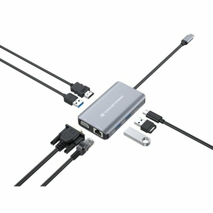 Conceptronic DONN21G Docking Station 7 en 1 USB-C con HDMI, VGA y Gigabit LAN Conceptronic DONN21G Docking Station 7 en 1 USB-C con HDMI, VGA y Gigabit LAN