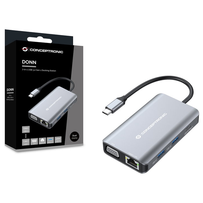 Conceptronic DONN21G Docking Station 7 en 1 USB-C con HDMI, VGA y Gigabit LAN Conceptronic DONN21G Docking Station 7 en 1 USB-C con HDMI, VGA y Gigabit LAN