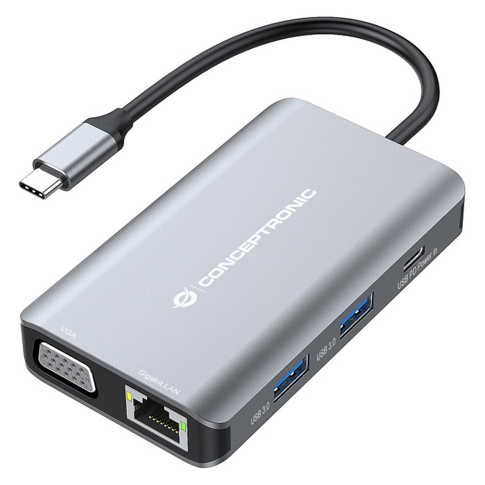 Conceptronic DONN21G Docking Station 7 en 1 USB-C con HDMI, VGA y Gigabit LAN Conceptronic DONN21G Docking Station 7 en 1 USB-C con HDMI, VGA y Gigabit LAN