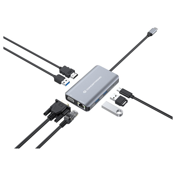 Conceptronic DONN21G Docking Station 7 en 1 USB-C con HDMI, VGA y Gigabit LAN Conceptronic DONN21G Docking Station 7 en 1 USB-C con HDMI, VGA y Gigabit LAN