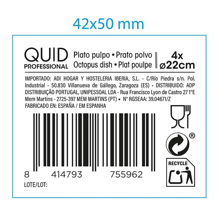 Set 4 Platos Pulpo Madera Pulpo Quid Professional 22 cm