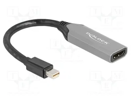 DeLOCK 64331 Adaptador Mini DisplayPort a HDMI 8K HDR, Negro y Gris