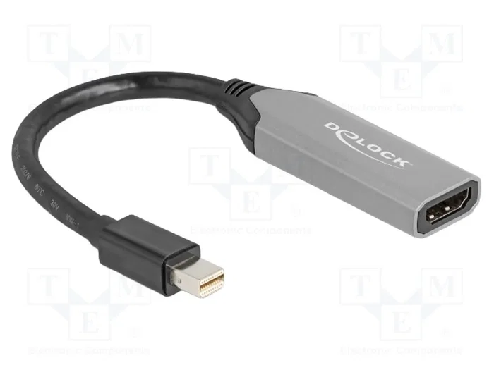 DeLOCK 64331 Adaptador Mini DisplayPort a HDMI 8K HDR, Negro y Gris