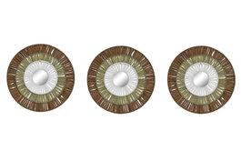 DKD Home Decor Set de 3 Decoraciones de Pared de Rafia y Metal Natural, Blanco y Verde