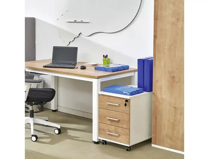 ROCADA Cajonera Serie Store con 3 Cajones Gris/Blanco