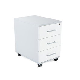 Rocada Cajonera Serie Store con 3 Cajones 60x40x60 cm, Acabado Gris/Blanco, Ruedas con Freno, Cierre Centralizado y Antivuelco