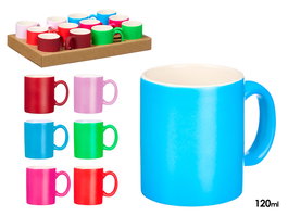 Vessia Taza Neon Surtida 120 ml - Colores Vibrantes, Ceramica, Apta Microondas/Lavavajillas, 9x7.5x6 cm (Set de 24)