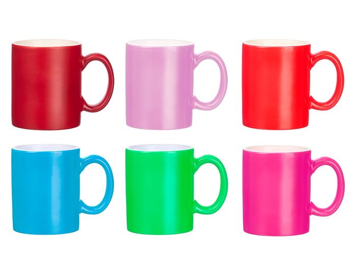 Vessia Taza Neon Surtida 120 ml - Colores Vibrantes, Ceramica, Apta Microondas/Lavavajillas, 9x7.5x6 cm (Set de 24)