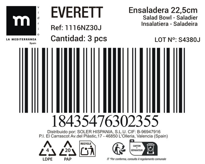 La Mediterranea Ensaladera Everett 22.5cm Mediana