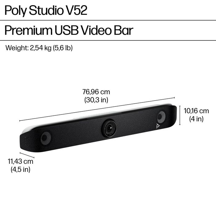 HP Poly Studio V52 Videobar USB Premium para Conferencias con Inteligencia Artificial Avanzada