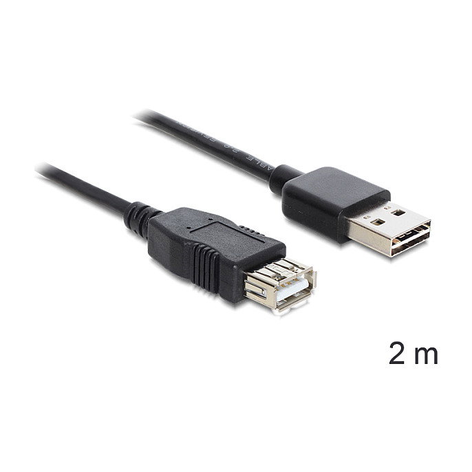 DeLOCK Cable de extensión EASY-USB 2.0 con conectores USB Tipo A, 2 m, negro