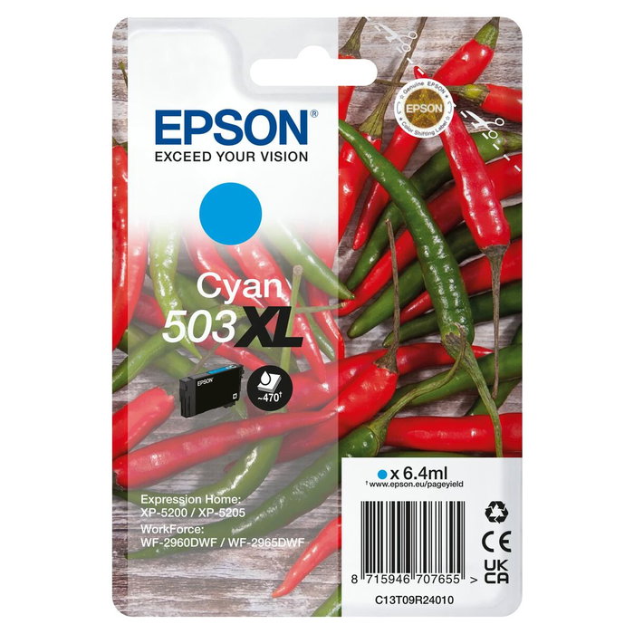 Epson 503XL Cartucho de Tinta Cian Alto Rendimiento (XL) Original