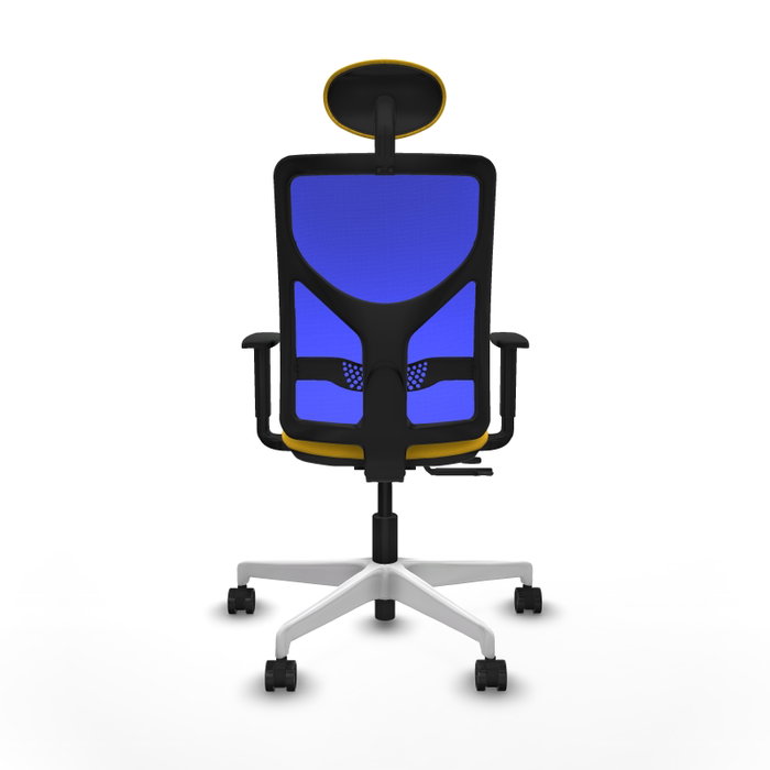 PIQUERAS Y CRESPO Silla de oficina Motilla con mecanismo Sincro/Traslack, Amarillo y Azul