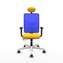 PIQUERAS Y CRESPO Silla de oficina Motilla con mecanismo Sincro/Traslack, Amarillo y Azul