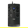 FSP NanoFit 600 UPS Offline 600VA 360W - SAI con 6 Salidas Schuko, Puerto de Carga USB de 2 Puertos y Pantalla LCD