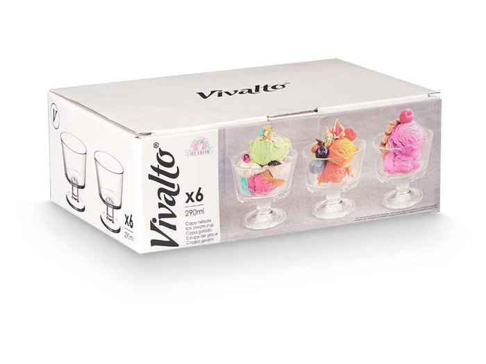 Vivalto Copa Helado Lisa 290 ml Vidrio 10x10x9 cm (Set de 24)