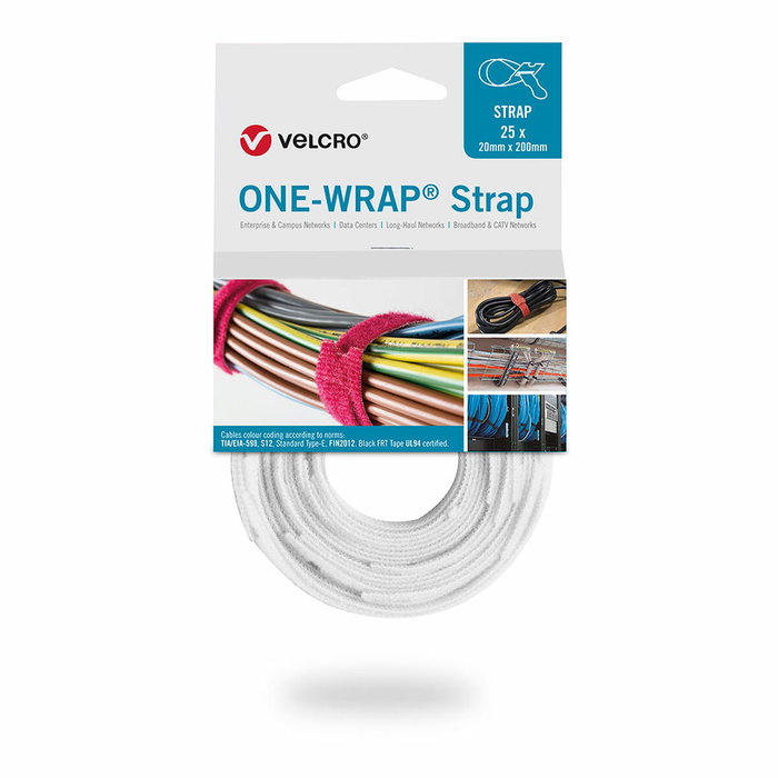 Velcro® Brida one-wrap® strap 20 x 200 mm, 25 unidades, blanca