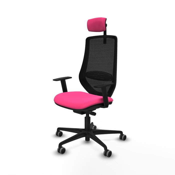PIQUERAS Y CRESPO Silla de oficina Mardos con mecanismo Sincro/Traslack, Rosa y Negro