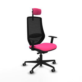 PIQUERAS Y CRESPO Silla de oficina Mardos con mecanismo Sincro/Traslack, Rosa y Negro